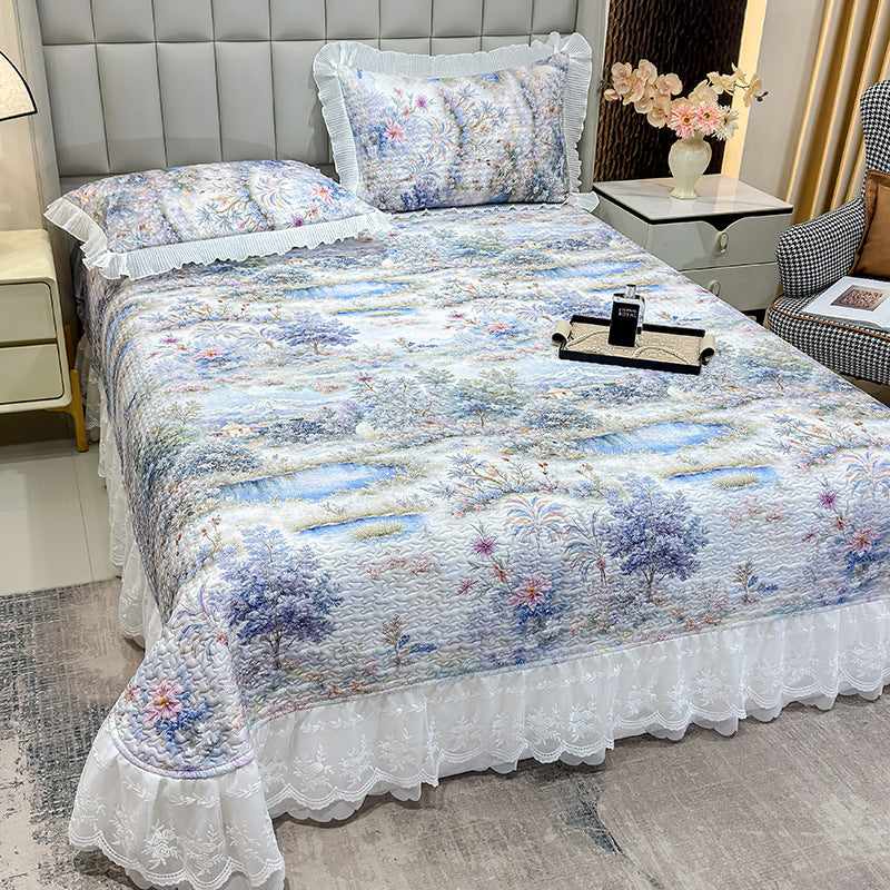 Floral Pattern Quilted Bedding Set
