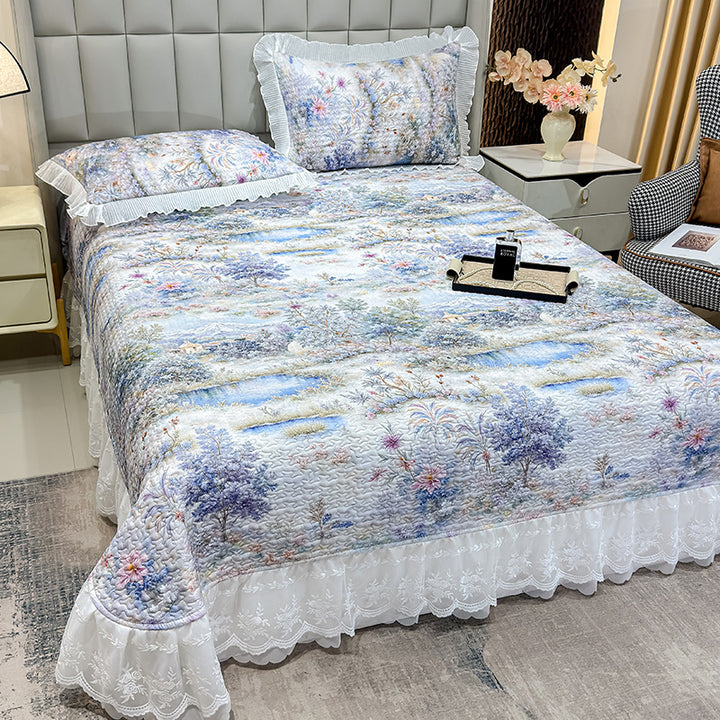 Floral Pattern Quilted Bedding Set