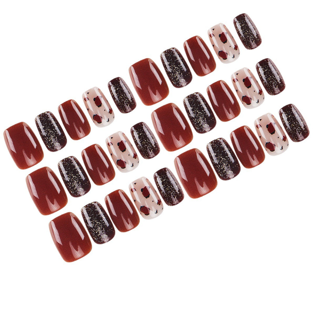 Artistic Press-On Nail Set with Glittery and Spotty Finish Stornfield