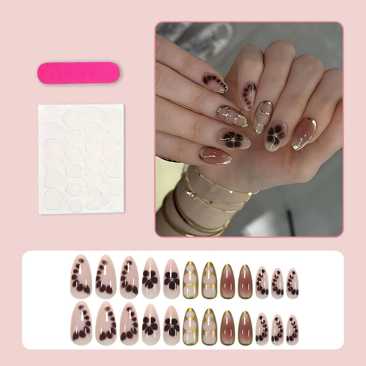 Artificial nail set with exquisite floral motifs Stornfield