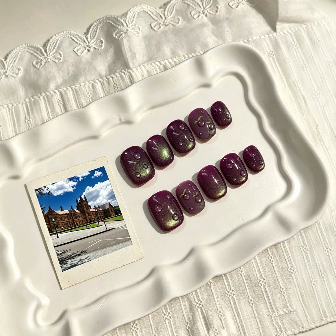 Decorative Press-On Nail Art Set with 3D Accents