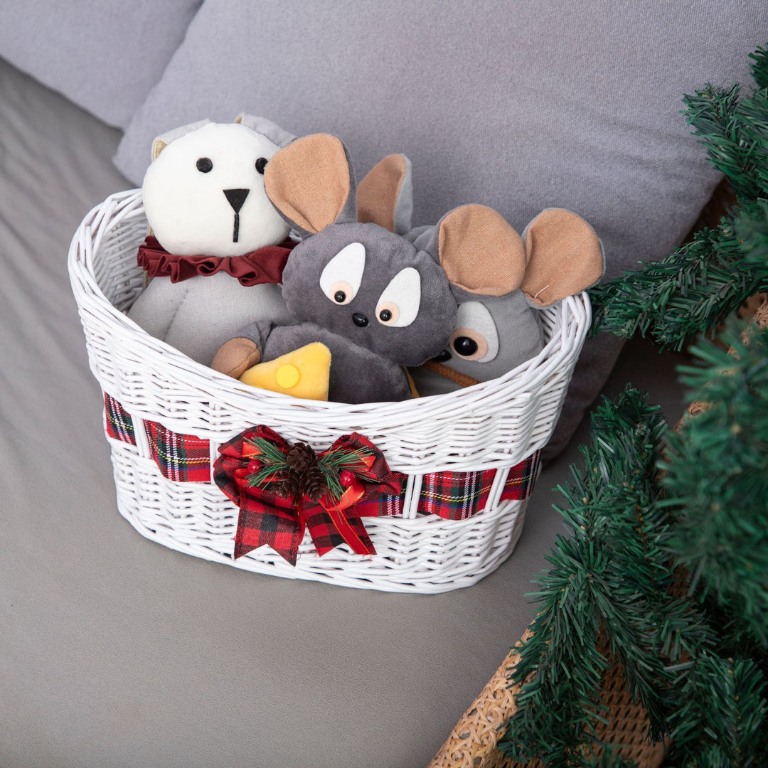 Decorative Woven Storage Basket with Festive Ribbon Stornfield