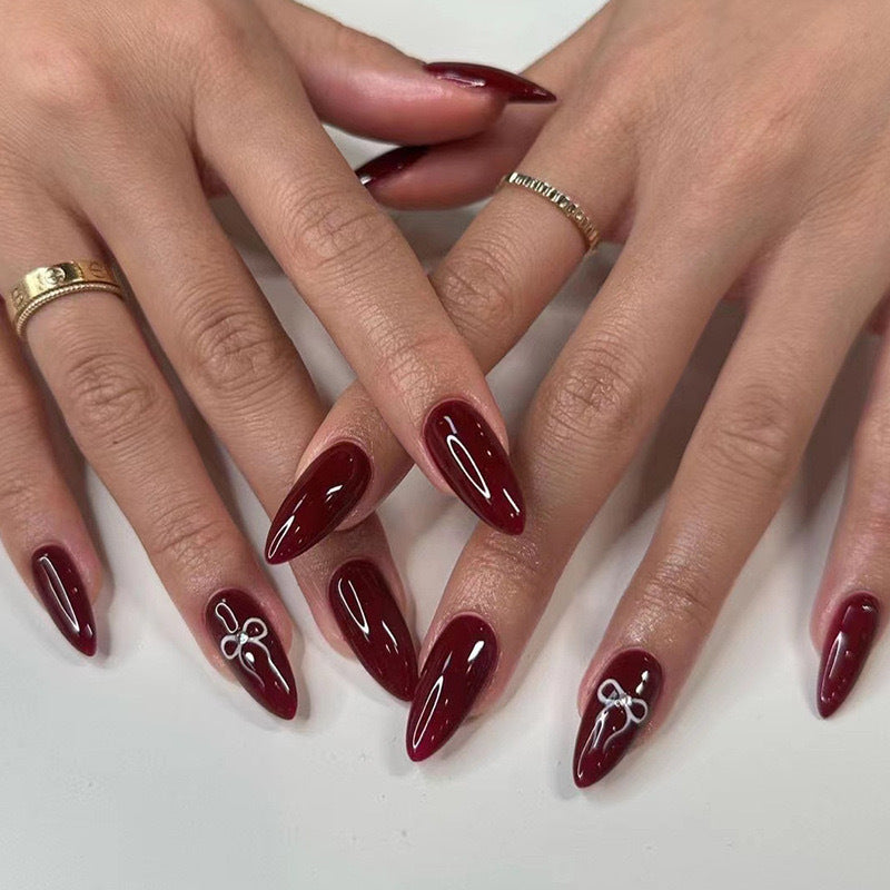 Elegant Stiletto Press-On Nail Extensions with Artistic Design Stornfield
