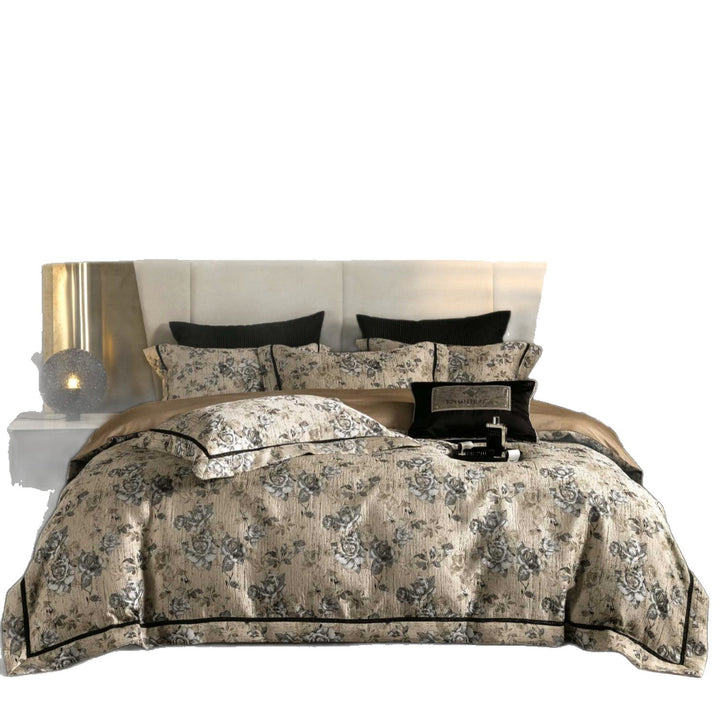 Luxury Floral Jacquard Bedding Set with Duvet Cover and Shams