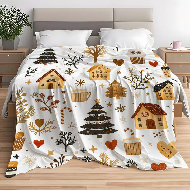 Cozy Holiday-Themed Fleece Throw Blanket