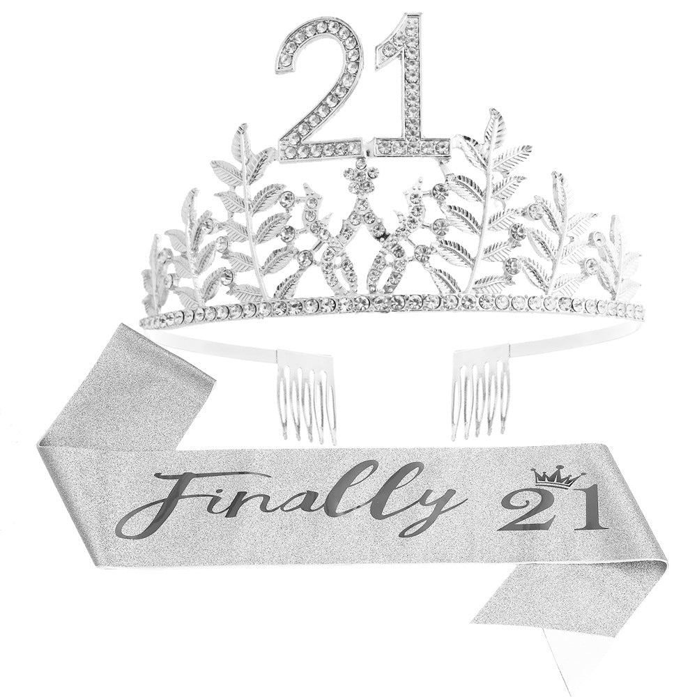 Women's Glamorous Birthday Crown with Shining Rhinestones Stornfield