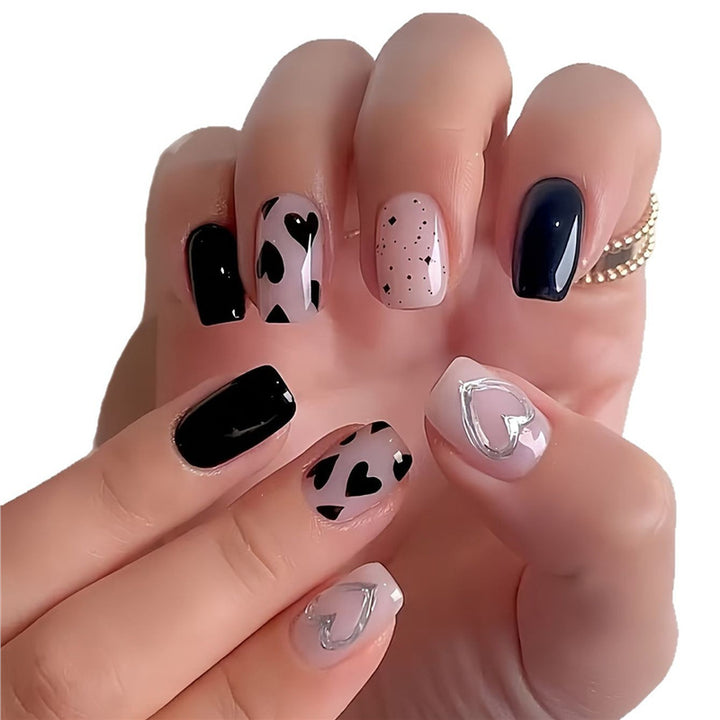 Artistic Heart-Themed Press-On Nail Set Stornfield