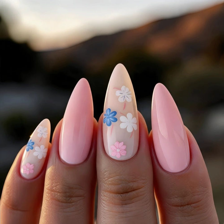 Floral Accent Stiletto Nail Art Extensions Stornfield