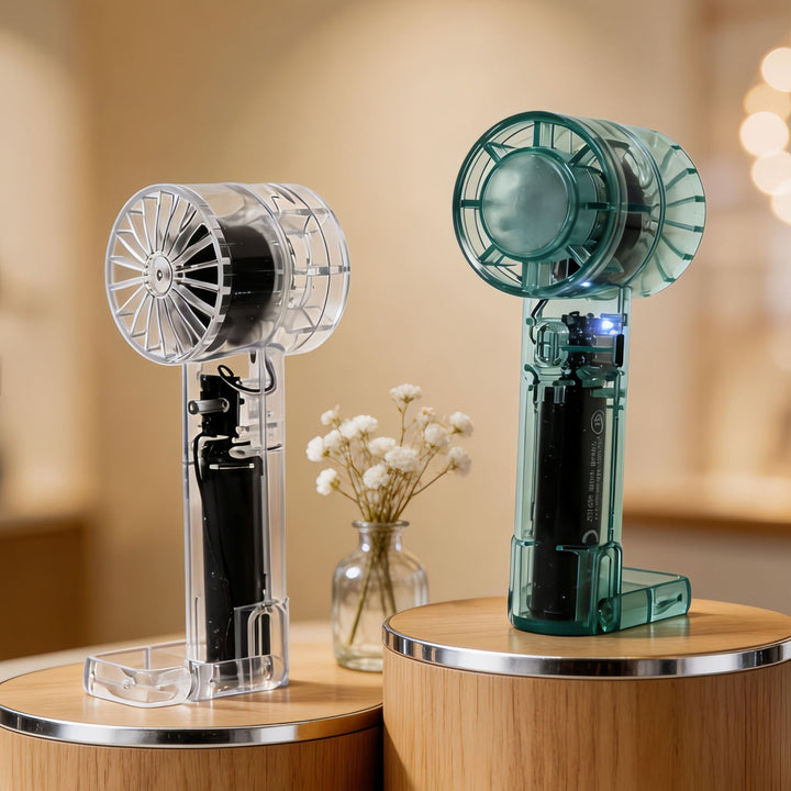Women Portable Hand Fan with USB Charging Function and Flexible Angle Adjustment Stornfield
