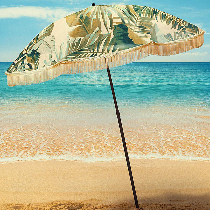 Ladies Beach Sun Protection Umbrella with Elegant Fringe Design Stornfield