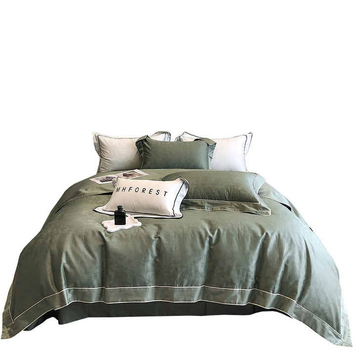 Luxury Cotton-Sateen Duvet Cover Ensemble with Hidden Closure, Corner Ties & Matching Shams