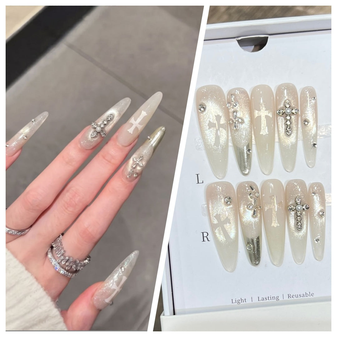Artistic Stiletto Press-On Nail Set with Charming Patterns Stornfield