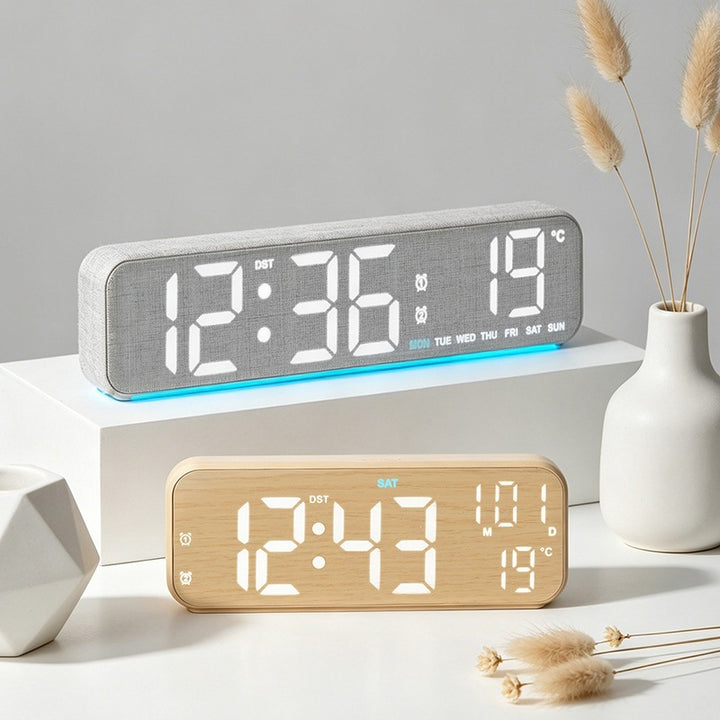 Digital Wood LED Alarm Clock with Temperature and Calendar Function Stornfield