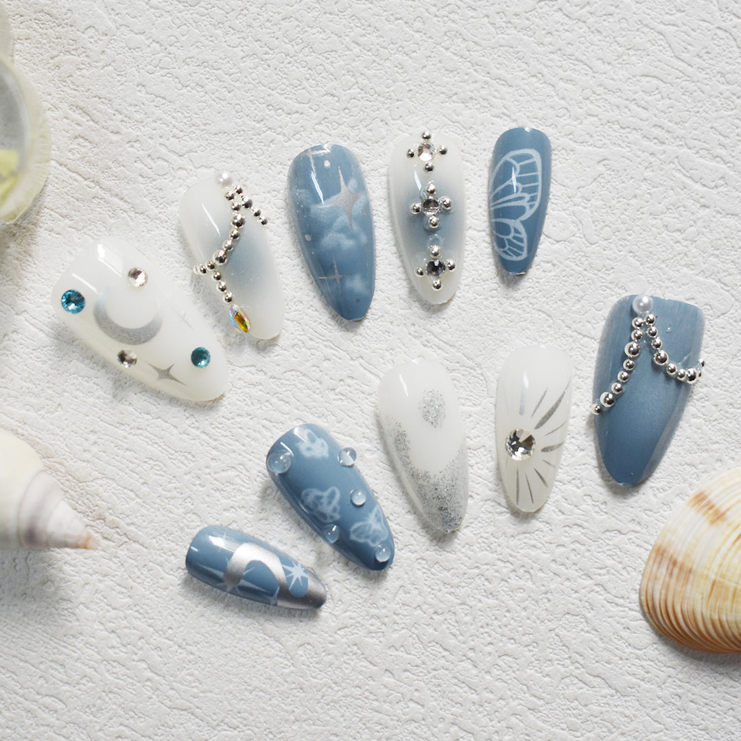 Celestial Design Press-On Nails with Gem Accents Stornfield