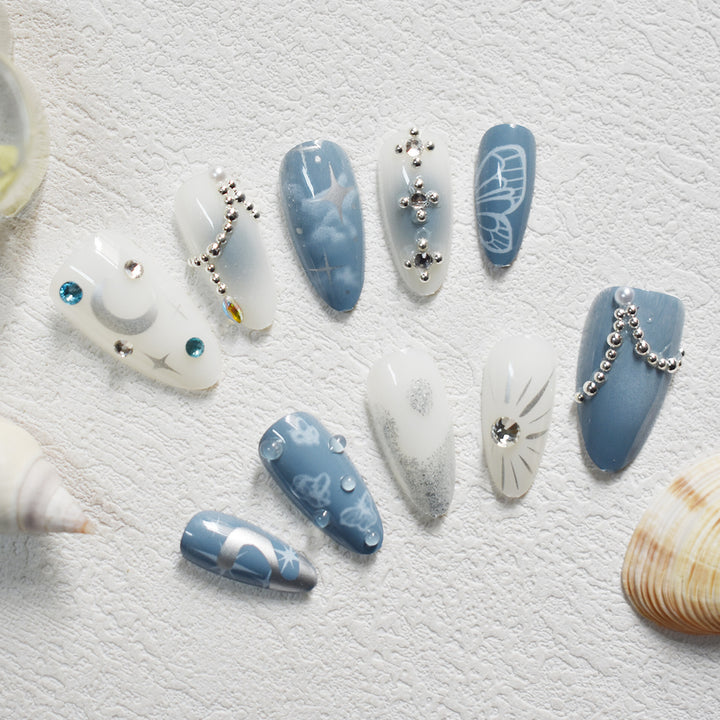 Celestial Design Press-On Nails with Gem Accents Stornfield