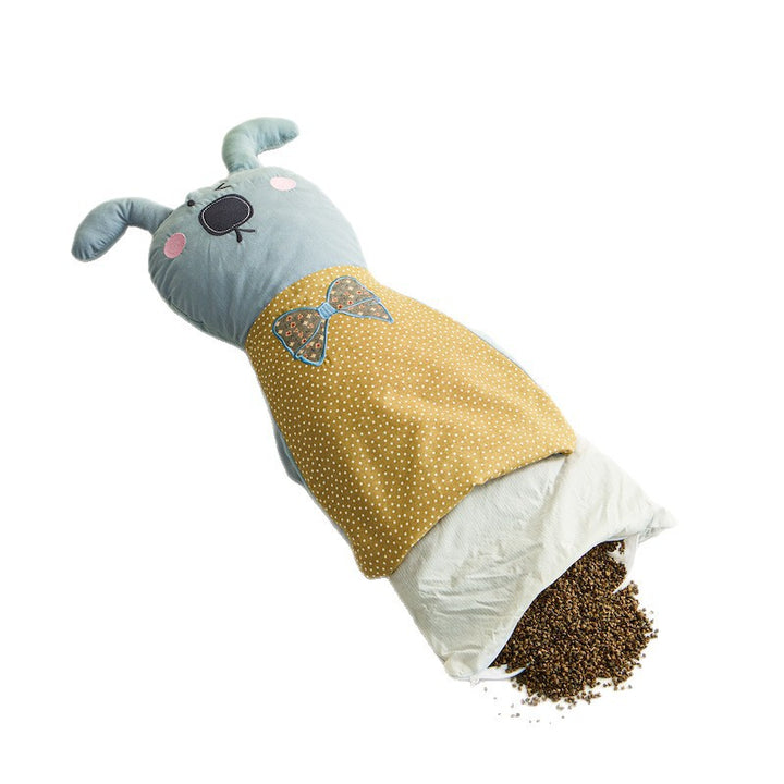 Plush Bunny Decorative Pillow Cushion with Embroidered Face and Plaid Body
