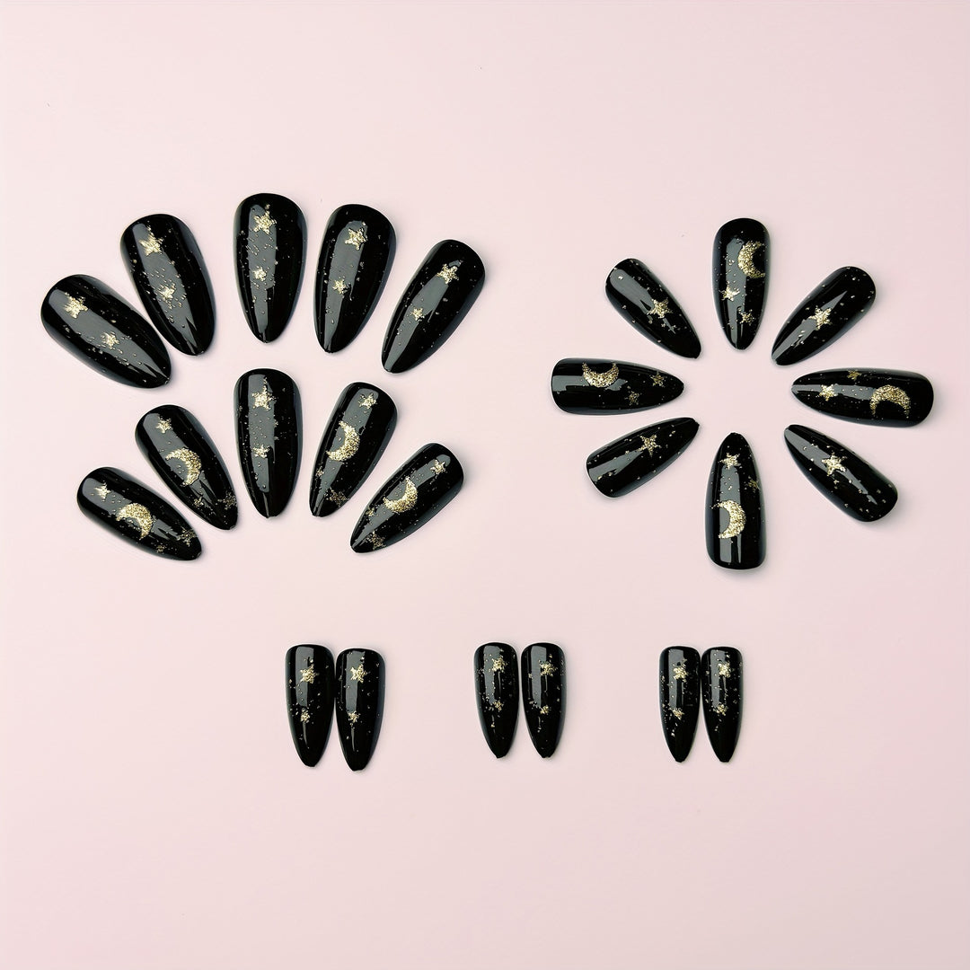 Glamorous nail art in moon and star design Stornfield