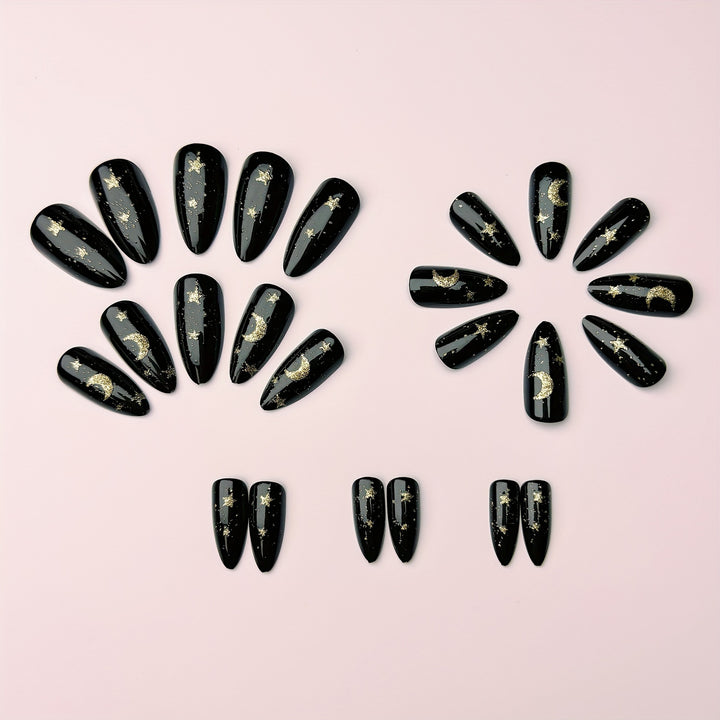 Glamorous nail art in moon and star design Stornfield
