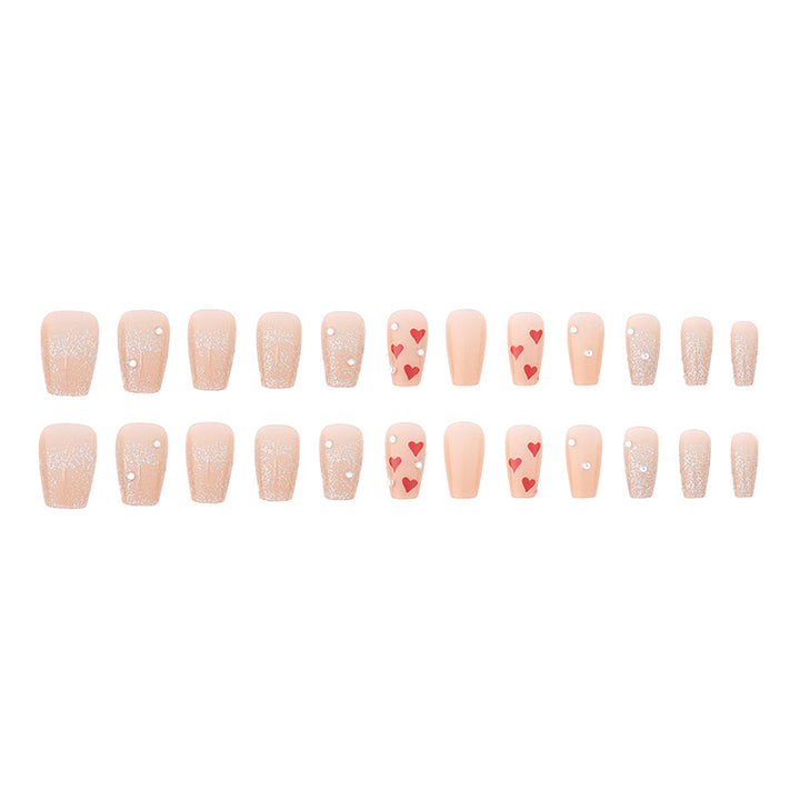 Romantic Heart-Themed Press-On Nail Set