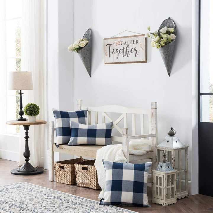 Buffalo Check Square Throw Pillow Covers with Hidden Zipper