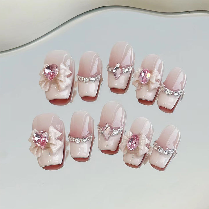 Decorative Press-On Nail Set with Star and Bow Designs Stornfield