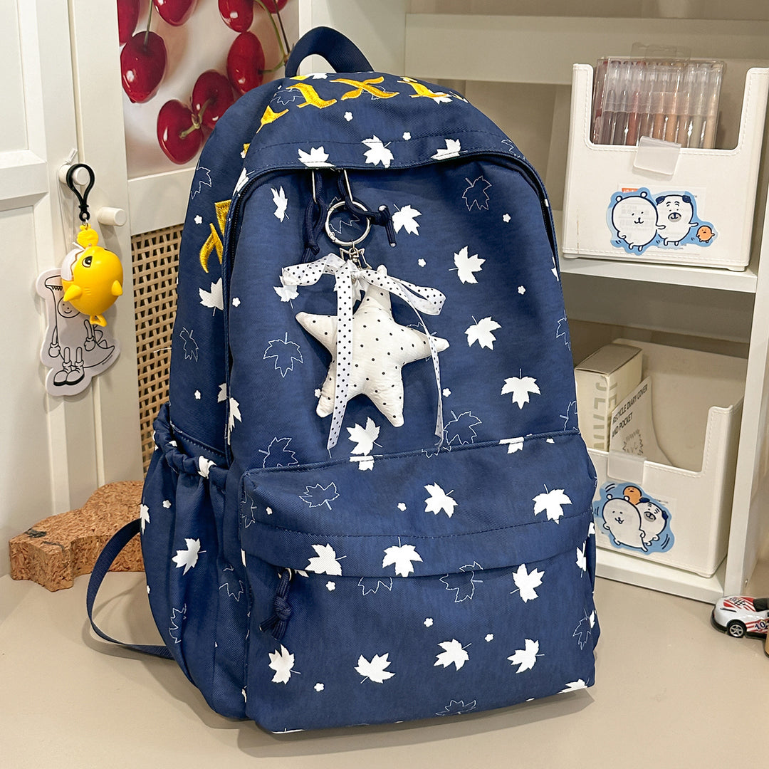Trendy Leaf-Patterned School Backpack Stornfield
