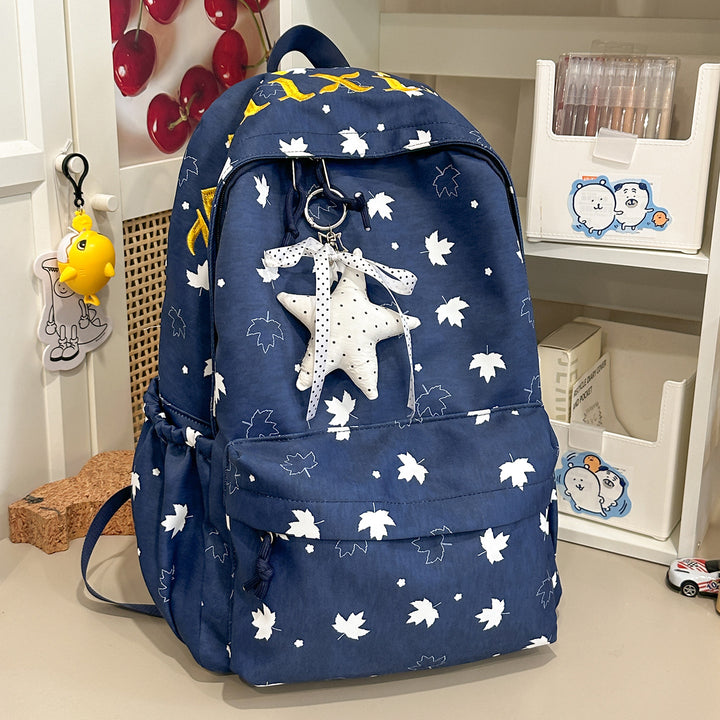 Trendy Leaf-Patterned School Backpack Stornfield