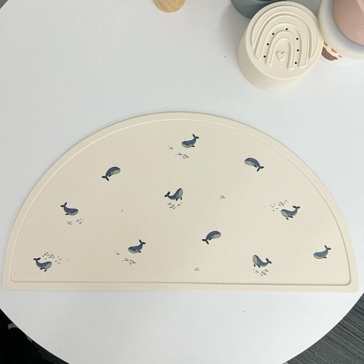 Silicone Suction Placemat with Whale Print and Raised Edge