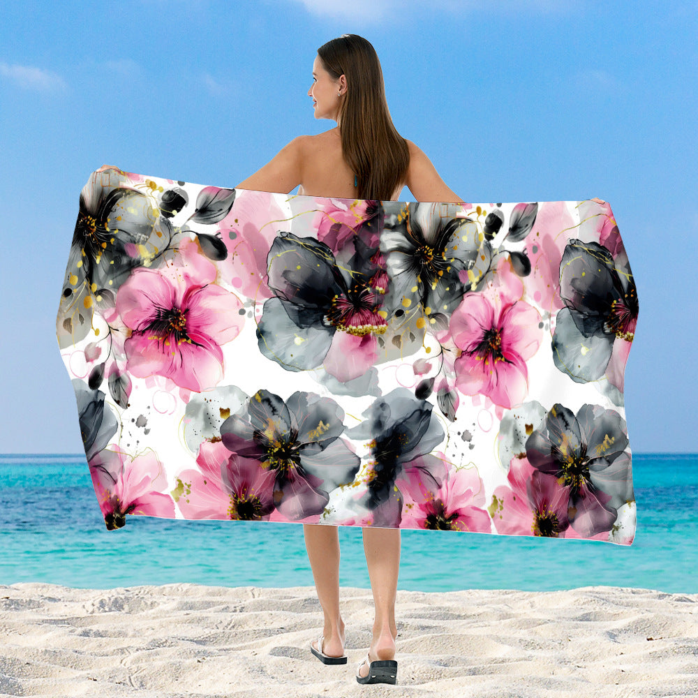 Beach towel with elegant floral watercolor design Stornfield