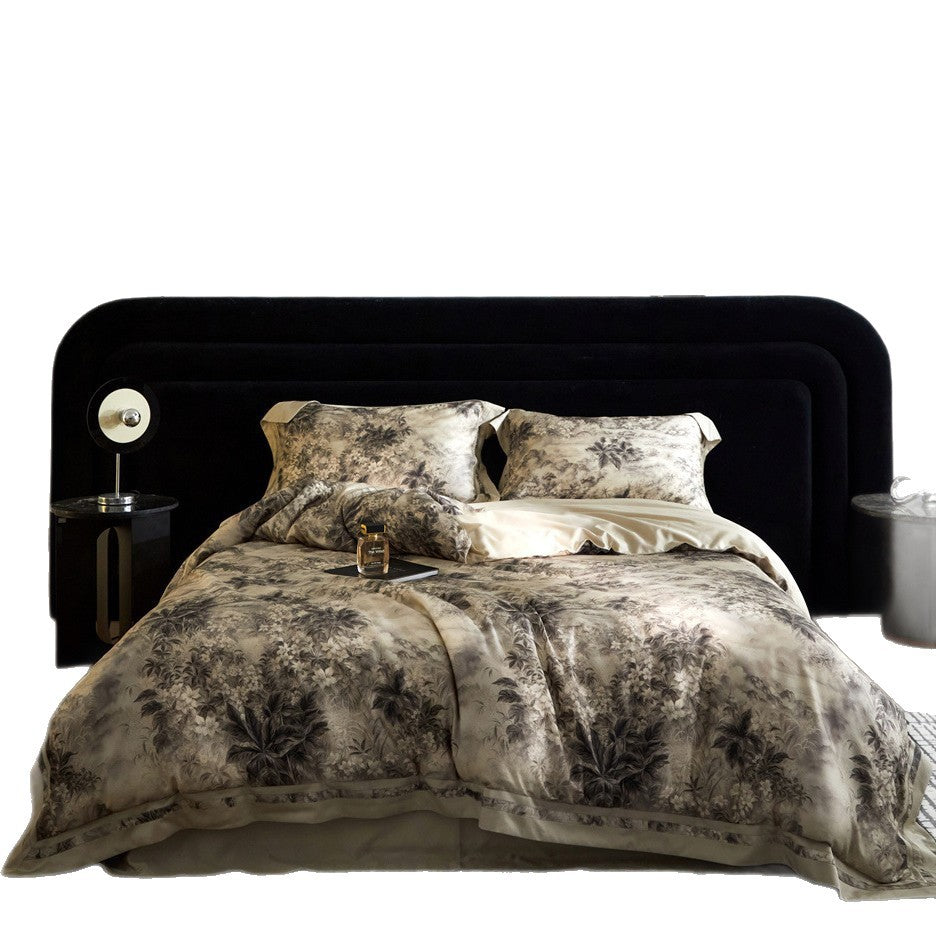 Luxurious bedding set made of cotton satin with marbled design