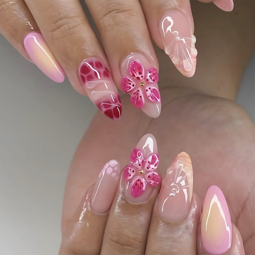 Floral-Inspired Elegant Press-On Nail Set Stornfield