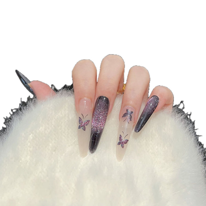 Artistic Butterfly-Embellished Press-On Nail Art Set Stornfield