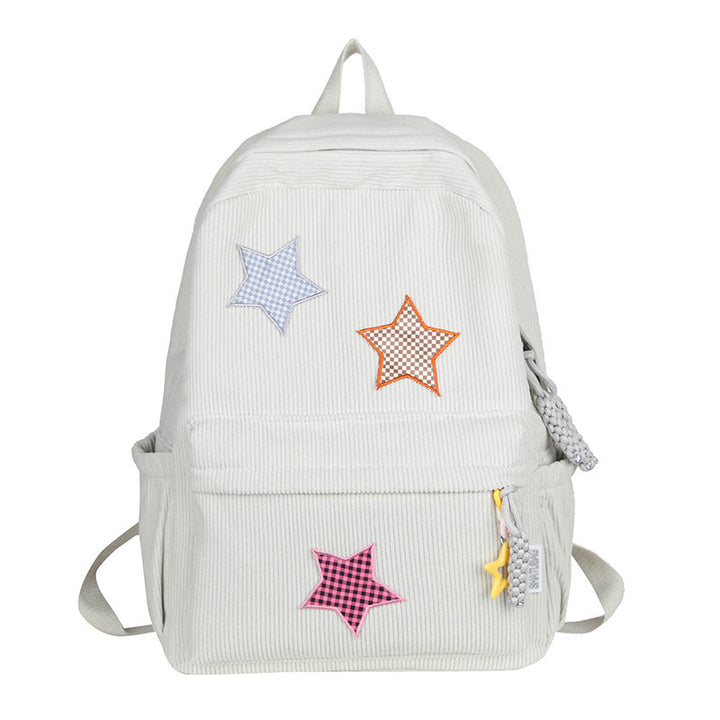 Fun Star Patterned Corduroy School Backpack Stornfield
