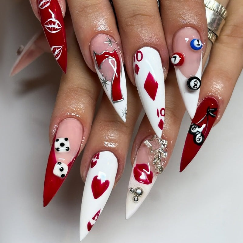 Artificial nail set with creative design and glitter accents Stornfield
