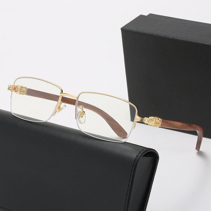 Ladies fashionable glasses with rectangular frame and high-quality wood details Stornfield
