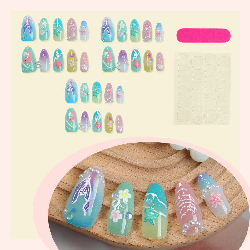 Artistic Underwater-Themed Press-On Nails Stornfield