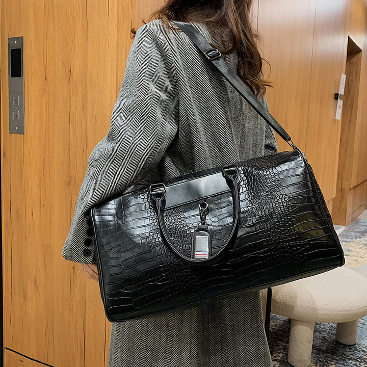 Crocodile-Texture Travel Duffle Bag Stornfield