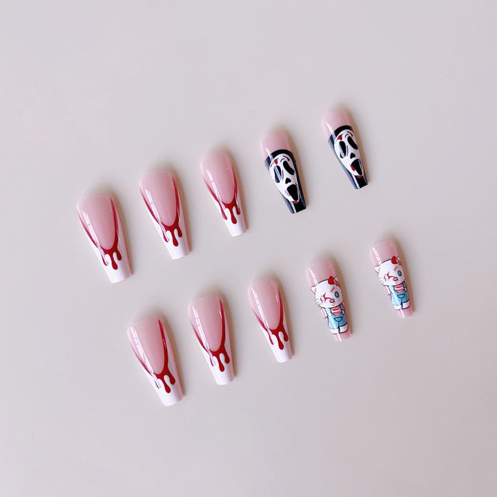 Acrylic nail set with creative Halloween design and bloody accents Stornfield