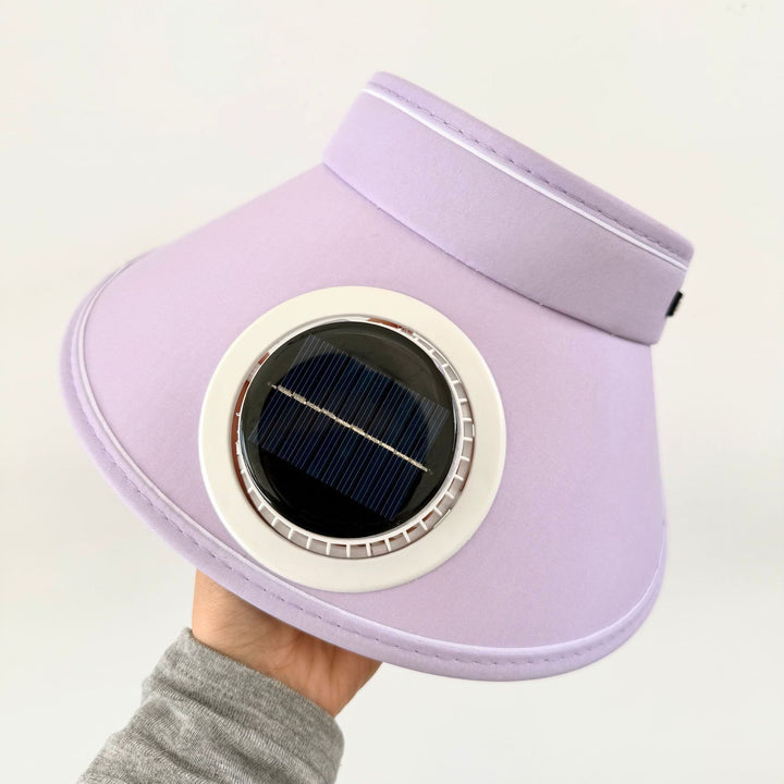 Lightweight foldable sunshade with integrated solar module and quiet fan Stornfield