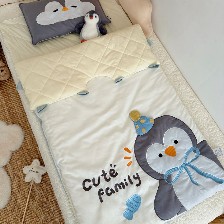 Baby Quilted Penguin Nap Sleeping Bag with Hooded Pillow