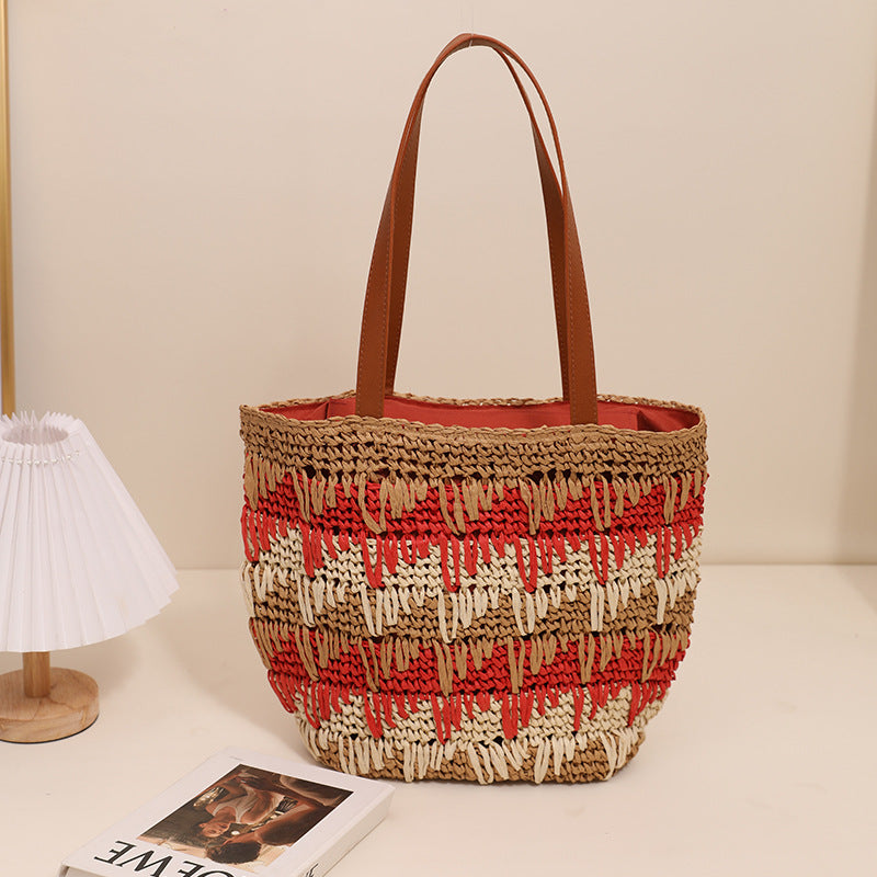 Braided tote bag with unique pattern mix Stornfield