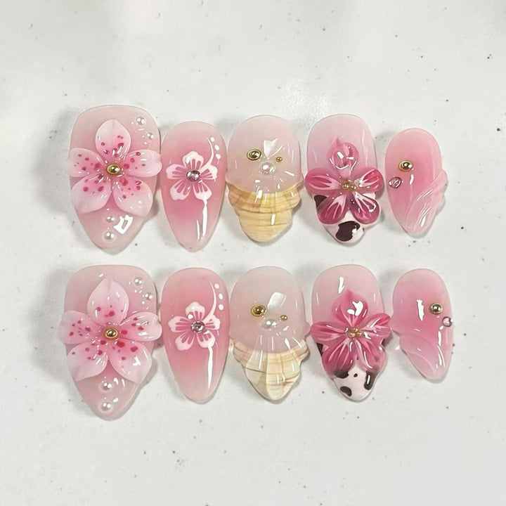 Floral Themed Press-On Nail Art Collection