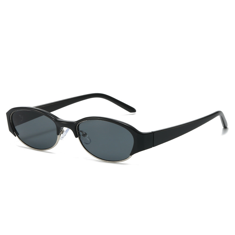 Vintage-Inspired Slim Oval Sunglasses Stornfield