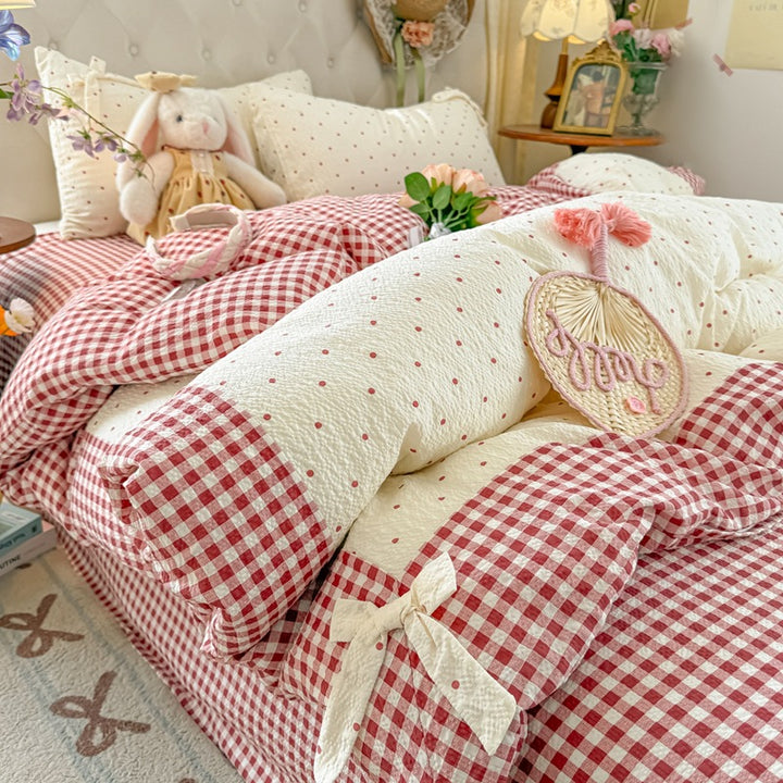 Cozy Quilted Gingham Duvet Cover Set