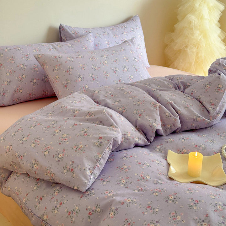Plaid Cotton Sateen Duvet Cover and Pillowcase Bedding Set