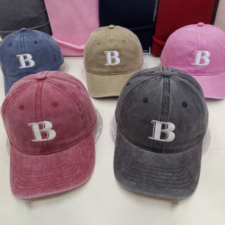 Women's Distressed Cotton Baseball Cap with Letter Embroidery Stornfield