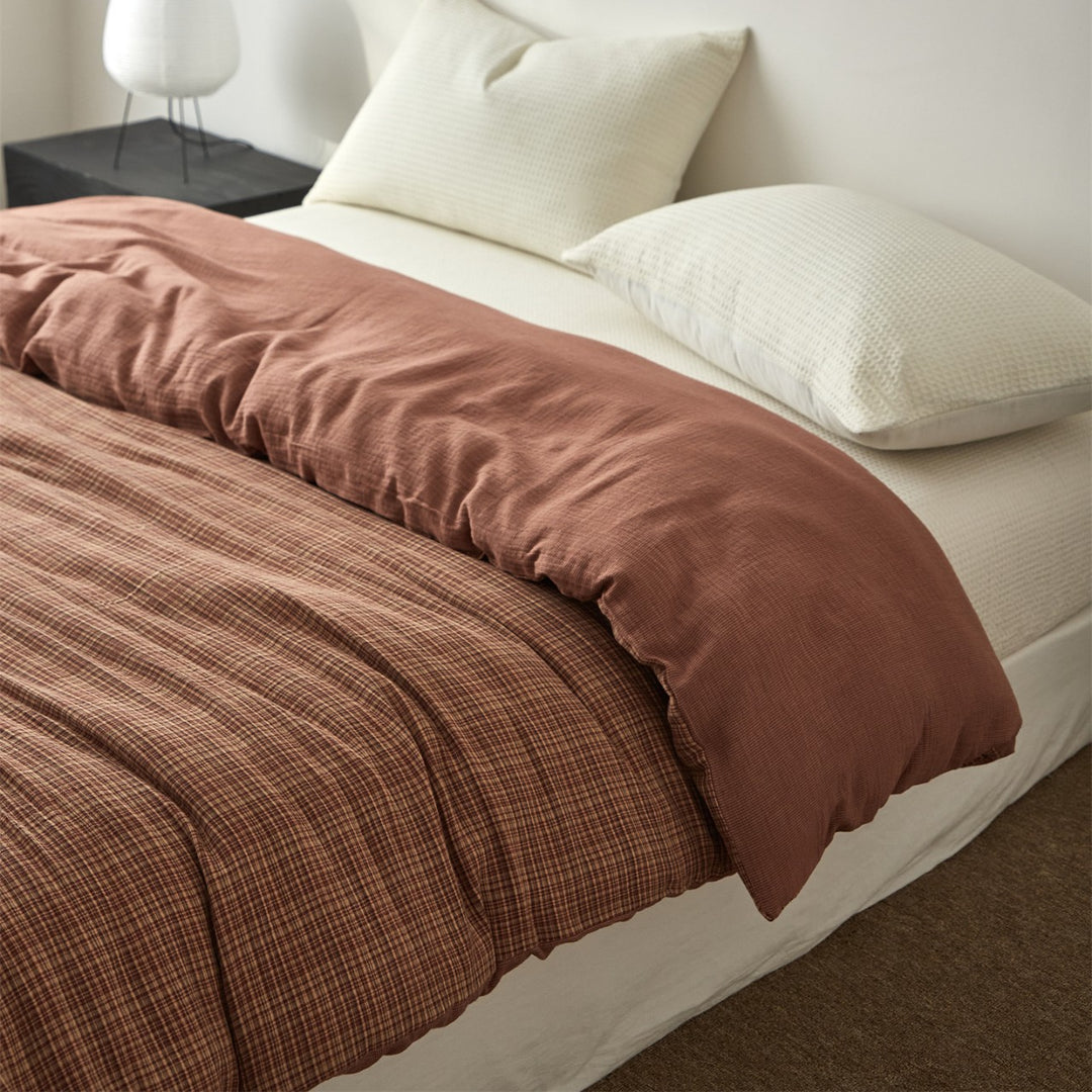 Washed Crinkle Linen-Blend Textured Duvet Cover