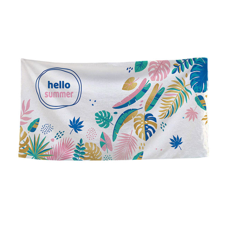 Large Microfiber Quick-Dry Tropical Leaf Print Beach Towel