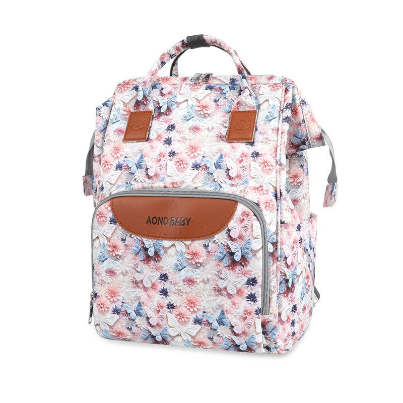 Creative Floral Print Multi-Pocket Diaper Backpack Stornfield