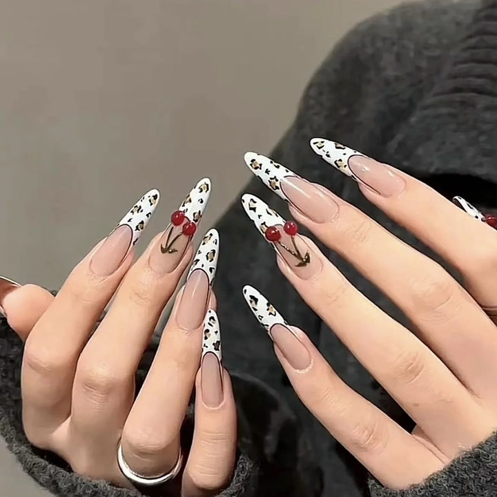 Decorative Press-On Nail Art Set with Unique Patterned Design